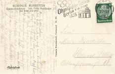 AK Essen Kurhaus Ruhrstein Nordrhein-Westfalen 1936 gelaufen Postkarte