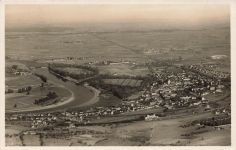 AK Lobositz Lovosice Stadtansicht Luftaufnahme Böhmen 1937 gelaufen Postkarte