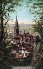 AK Freiburg im Breisgau Münster Münsterblick Baden-Württemberg 1910 gelaufen