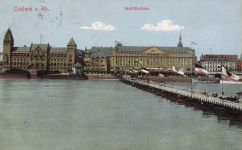 AK Coblenz Schiffbrücke Reichsfahne Rheinland-Pfalz 1914 gelaufen Postkarte