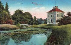 AK Dessau Schloss Luisium Teich Brücke Sachsen-Anhalt Postkarte