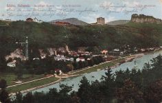 AK Bad Schandau Sendigs Villen Schrammsteine Sachsen 1910 gelaufen Postkarte