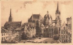 AK Aachen Münster Dom Münsterplatz Nordrhein-Westfalen 1911 gelaufen Postkarte