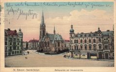 AK St. Johann-Saarbrücken Rathausplatz Johanniskirche Saarland 1912 Postkarte