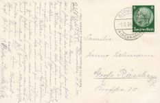 AK Bärwalde Luisenhof Denkmal Rathaus Neumark 1934 gelaufen Postkarte
