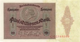 5 Millionen Mark 01.06.1923 Reichsbanknote DEU-100 Kassenfrisch / UNC