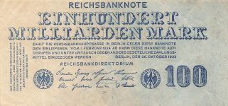 Reichsbanknote 100 Milliarden 26.10.1923 Mark DEU-150