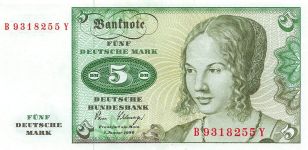 5 Deutsche Mark 2.1.1980 BRD-29a fast Kassenfrisch/UNC
