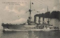 AK 1.WK S.M.S. Prinz Adalbert bei Libau gesunken Schiffe 1917 gelaufen Postkarte