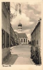AK Schongau Straßenansicht Kirche Bayern 1940 gelaufen Postkarte