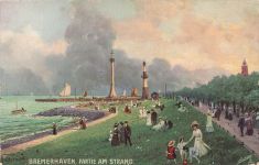 AK Bremerhaven Partie am Strand Schiffe Bremen ungelaufen Postkarte
