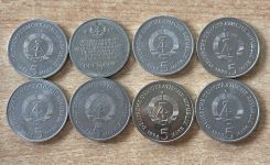 Lot / Konvolut 8 x DDR Münzen 5 Mark Leipzig,Dresden, Weimar, Eisenach, Eisleben