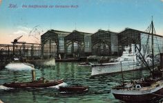 AK Kiel Schiffbauhöfe Germania-Werft Schiffe Schleswig-Holstein 1912 Postkarte