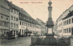 AK Münnerstadt Markt Gasthaus Conditorei Bayern 1913 gelaufen Postkarte