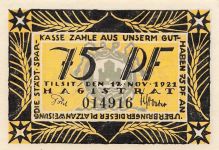 75 Pfennig Notgeld TILSIT Ostpreußen Stadt Sowjetsk