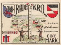 1 Mark x Notgeld BRUNDE-ROTHENKRUG Gemeinde Rodekro DNS Dänemark 1922