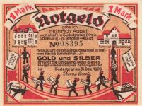 1 Mark Notgeld SÜDERBRARUP Heinrich Appel, Notgeld-Palast