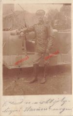 Foto 1.WK deutscher Soldat Kraftfahrer am PKW Koblenz