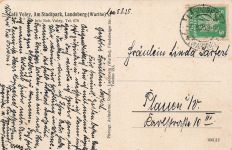 AK Landsberg Café Voley Terrasse am Stadtpark Neumark 1925 gelaufen Postkarte