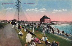 AK Bremerhaven Am Weserstrand Menschen Bremen 1922 gelaufen Postkarte