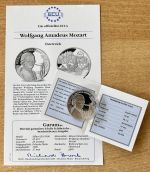 Österreich 25 ECU 1996к"Amadeus Mozart PPSilber, Zertifikat