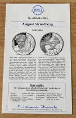 25 Ecu 1996 August Strindberg Schweden PP Silber mit Zertifikat