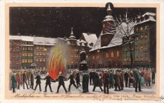 AK Jena Marktplatz Feuer Schnee Thüringen 1927 gelaufen Postkarte
