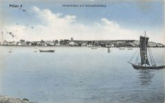 AK Pillau Baltijsk Hinterhafen Schwalbenberg Ostpreussen 1915 gelaufen Postkarte