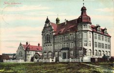 AK Zeitz Realschule Sachsen-Anhalt 1907 gelaufen Postkarte