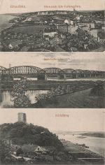 Schlossberg, Weichselbrücke und Festungsberg Graudenz Westpr. Postkarte AK 1916
