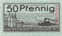50 Pfennig x Notgeld NIEDERLAHNSTEIN Kriegsjahr 1917
