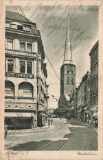 Breitestrasse mit Cafè Opera in Lübeck Schlwesig-Holstein Postkarte AK 1940