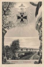 Weichselbrücke und Adler mit EK2 Graudenz Westpreussen Postkarte AK 1914