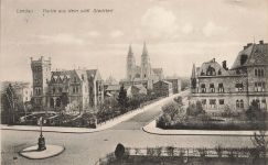 Partie aus dem südlichen Stadtteil mit Kirche Landau Rheinland-Pfalz AK 1910