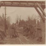 Fotokarte 1.WK Italiener beim ausbessern der Kleinbahn zur Front