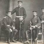 Fotokarte 1.WK deutsche Soldaten Schulterklappe 17 Train-Abt. 17 Danzig-Langfuhr