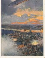 AK 1.WK Zeppelin über Antwerpen 1915 gelaufen Patriotika Postkarte