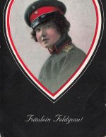 AK 1.WK Fräulein Feldgrau Portrait Schirmmütze 1916 Patriotika Postkarte