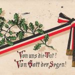 AK 1.WK Spruchkarte Von uns die Tat! Reichsfahne 1915 Patriotika Postkarte