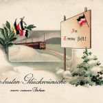 AK 1.WK Glückwünsche zum neuen Jahre Zug Reichsfahne Patriotika Postkarte