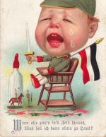 AK 1.WK Spruchkarte kleiner Soldat Schwert gelaufen Patriotika Postkarte