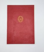 DDR SED Ehrenurkunde 40 Jahre treue und aktive Arbeit in der SED 1986