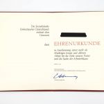DDR SED Ehrenurkunde 40 Jahre treue und aktive Arbeit in der SED 1986