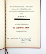 DDR VP Urkunde für vorbildliche Arbeit 1978 Meister der VP