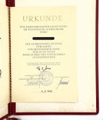 DDR Nationale Front Urkunde für NAW Aufbaunadel Gold 1959