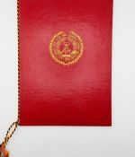 DDR NVA Urkunde Medaille für treue Dienste in der NVA Gold 1988 Major