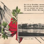 AK 1. WK Riesa a. Elbe Spruchkarte Flagge Sachsen 1915 gelaufen Feldpostkarte