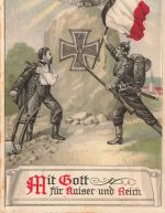 AK 1.WK Mit Gott für Kaiser u. Reich Soldat Eisernes Kreuz 1915 Patriotika