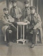 Fotokarte 1.WK Gruppenfoto deutsche Soldaten Schulterklappe 105 Werdau Sachsen