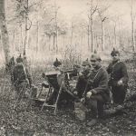 Fotokarte 1.WK bayr. Soldaten Inf.-Regt.7 mit Maschinengewehr 08 Frankreich